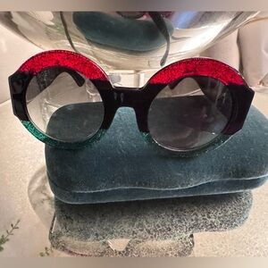 Gucci Red and Green Round Sunglasses